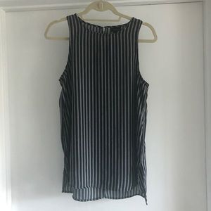 WHO WHAT WEAR Black & White Striped Tank Top
